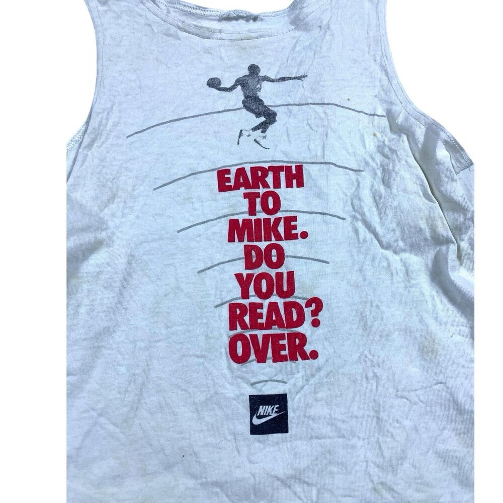 Vintage Nike Jordan Shirt Boys MEDIUM White Sleeveless Tank Top Basketball 90s - Picture 2 of 10